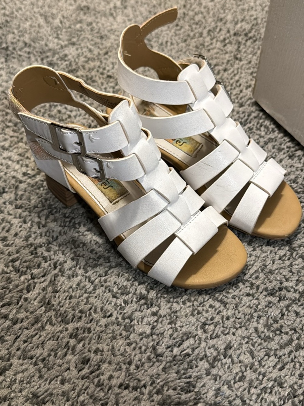 White Strappy Block Heel Sandals